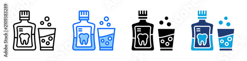 Photography Mouthwash Icon Set Multi Style Vector Illustration