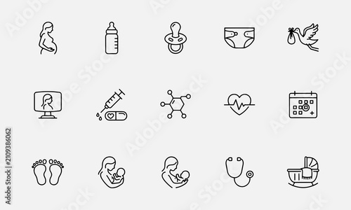 Foto Pregnancy line editable Icons set