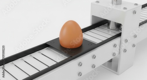 Egg on production line, food processing, industry, automation
