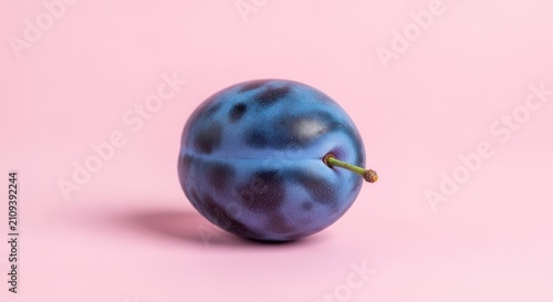 close up of fresh blue plum on pink background
