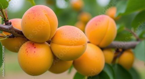 Fresh Apricots Growing on Branch - Organic Fruit Harvest