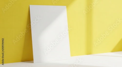 Yellow wall with white canvas board.
