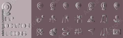 Photography Map and location icon set