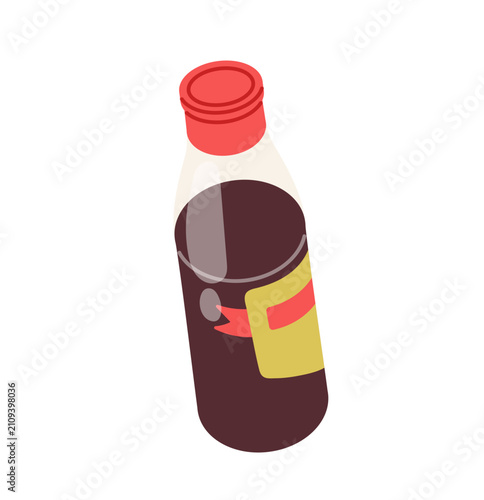 Soy sauce bottle, traditional Asian Japanese liquid condiment. Japan seasonin...