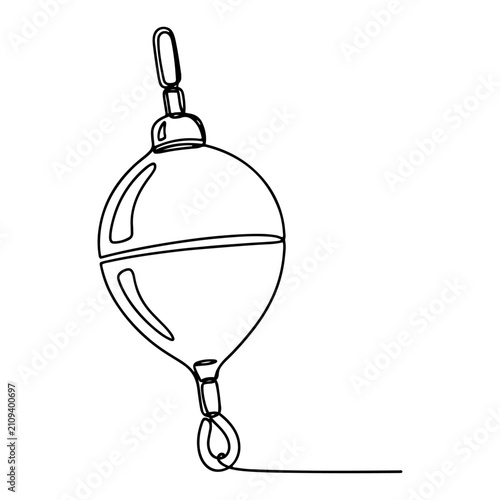 Photos Fishing float bobber in continuous one line art style, minimalist angling equipm