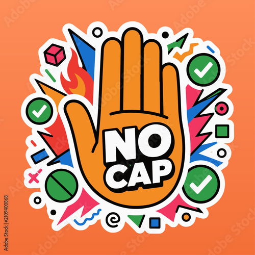 Modern youth style sticker Nocap Sign for the new Back-to-Shool season