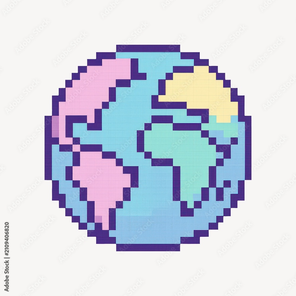 Fototapeta premium Pixelated colorful Earth illustration