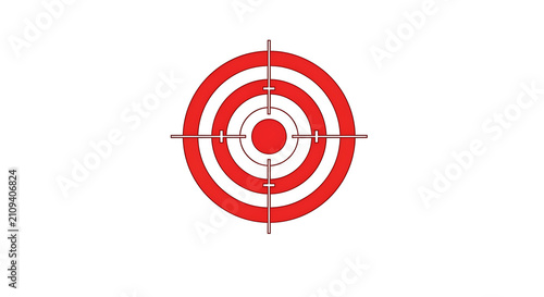 A red and white target symbol on a clean white background