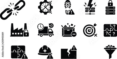 Картината върху платно Business Risk and Logistics Disruption Icon Set for Supply Chain Interruption Cr