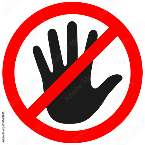 Bild auf Leinwand Red prohibition circle with black hand gesture and cigarette