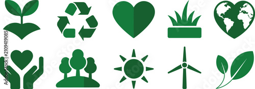 Green Eco and Sustainability Icons Collection