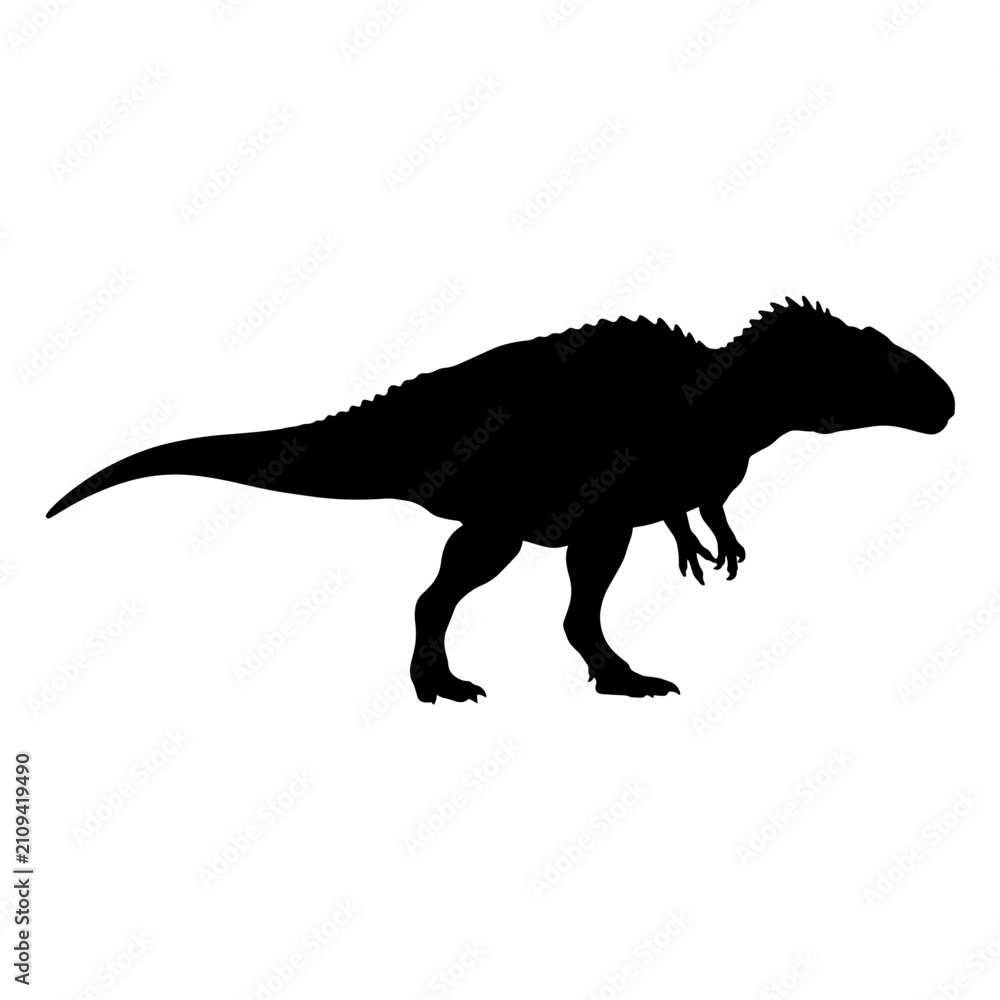 Fototapeta premium Silhouette of a large predatory theropod dinosaur isolated on white.