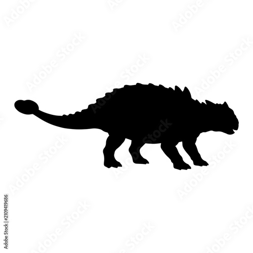Fotografía Silhouette of an Ankylosaurus dinosaur with a club tail.