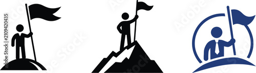 Business Success and Leadership Icon Set