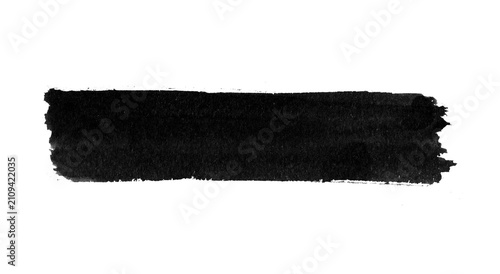 Top view a vibrant brush stroke black color paint  isolated white background for artistic graphic design. wallpaper, illustration, light, grunge, brushstroke ink texture