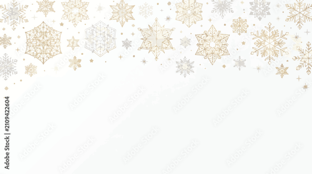 Fototapeta premium Winter Snowflake Gold and Silver Border Vector Background