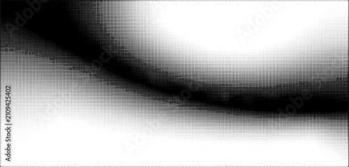 Abstract black and white halftone wave pattern isolated on white background