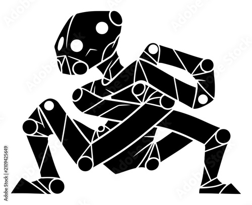 Cuadro en lienzo Stylized mechanical robot droid silhouette with joint details futuristic android