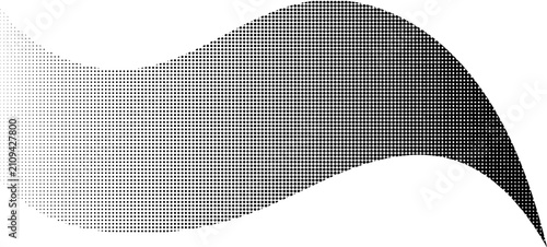 Abstract black halftone dot wave pattern isolated on white background