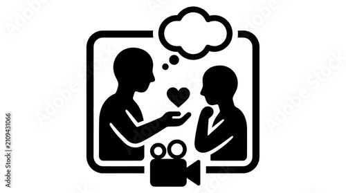 Cuadro en lienzo Person giving heart to another in a film scene frame
