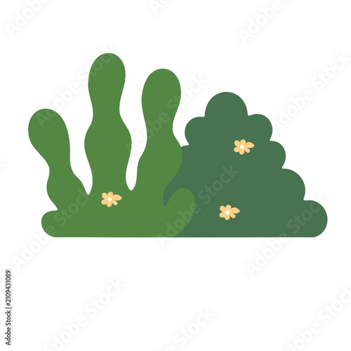 Green garden bush illustration. Flat vector shrub clipart for landscape design projects.