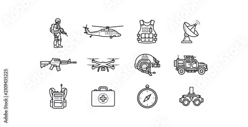 Military and Tactical Equipment Icon Set