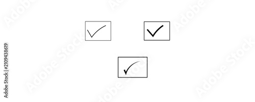 Canvas-taulu Three distinct checkmarks enclosed in square boxes on a clear white background