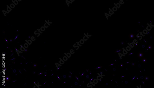 Fényképezés Purple fiery embers, glowing sparks, floating dust and radiant particles creating an intense spark shower effect on a black background