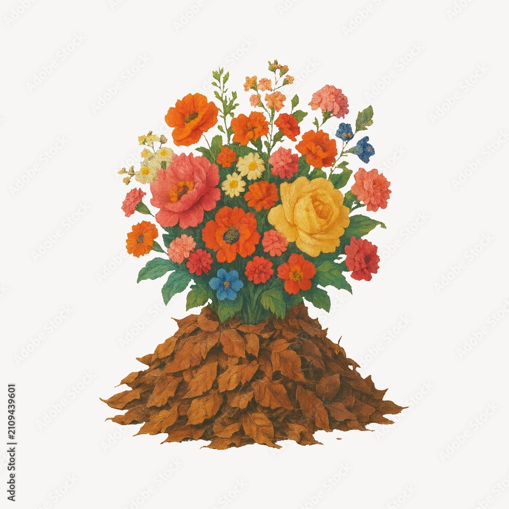 Obraz premium Vibrant floral bouquet illustration