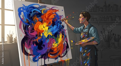 Artist Painting Abstract.