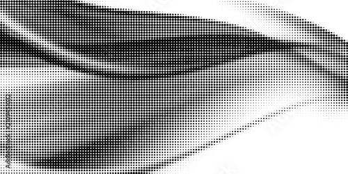 Abstract halftone wave background with black dots on white background