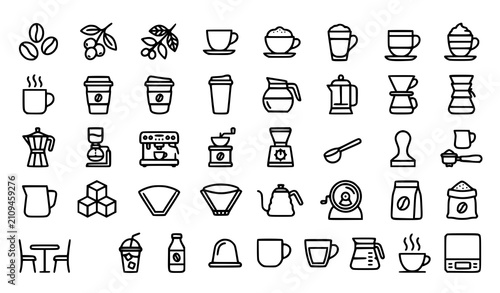 Photos Mega Coffee Shop and Barista Icon Set Featuring Espresso Cups Beans Moka Pot Cof