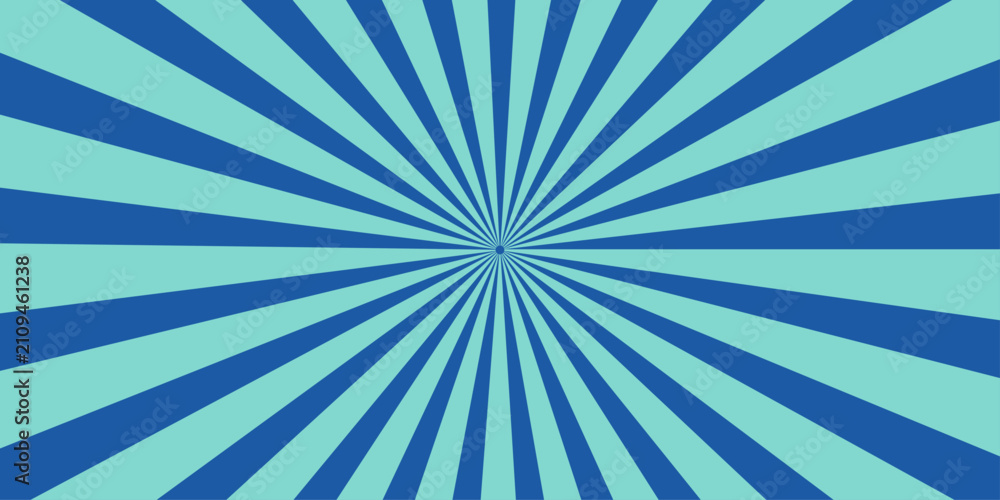 Obraz premium Retro Sunburst Background with Vintage Grunge Rays, Blue Radiating Light Beam Pattern, Abstract Vector Wallpaper Design with Swirling Lines and Retro Texture