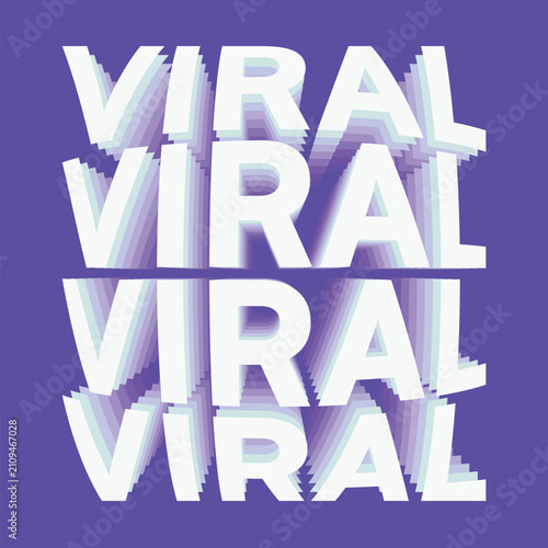 Bold Typography stacks of 'Viral' in Uppercase with Zoomed Fisheye motion on Purple Backdrop