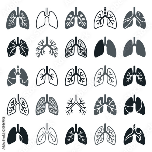 Fotografía Collection of Human Lung Icons and Illustrations Medical Health Graphics