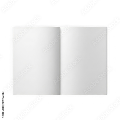 Open blank book with white pages isolated on a transparent background for design templates