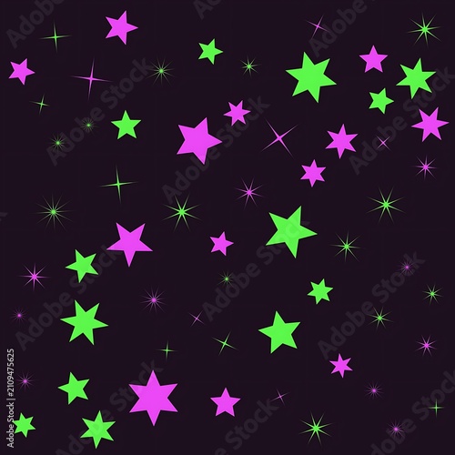 Colorful Stars and Sparkles Scattered Across Transparent Background Design