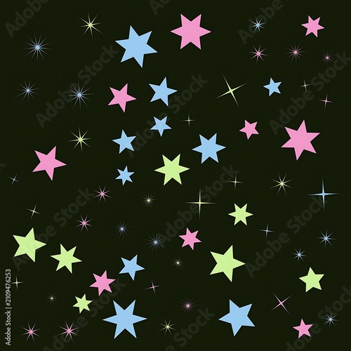Colorful Stars Scattered Across Transparent Night Sky Background Design