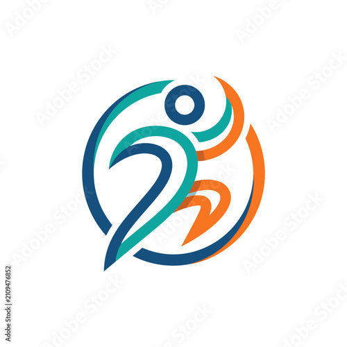 Abstract circular logo representing running and active lifestyle movement.