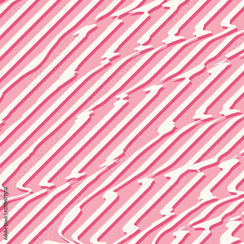 Pink Background with White Distorted Stripe Lines with Shadows in Diagonally Side