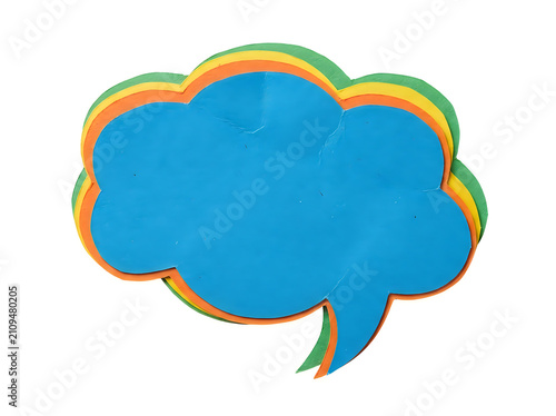Colorful paper speech bubble isolated on white background