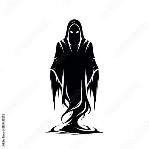 Canvastavla Black silhouette of hooded figure.