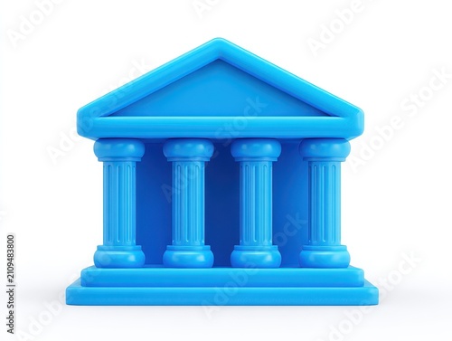 Blue bank building icon isolated on white background