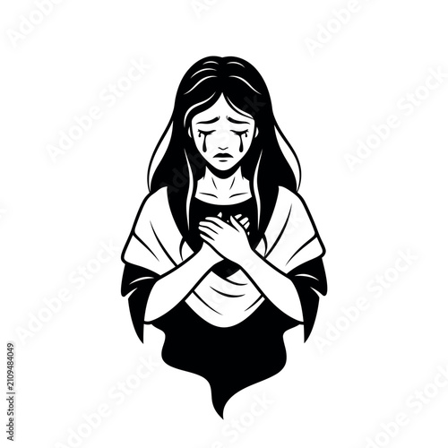 Картината върху платно Sad woman crying alone emotionally upset.