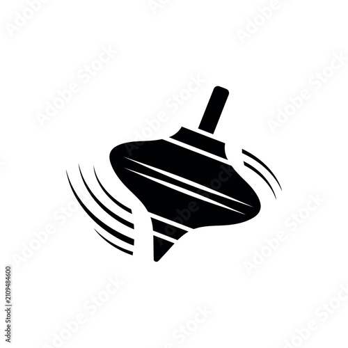 Spinning Top Toy Silhouette Icon.