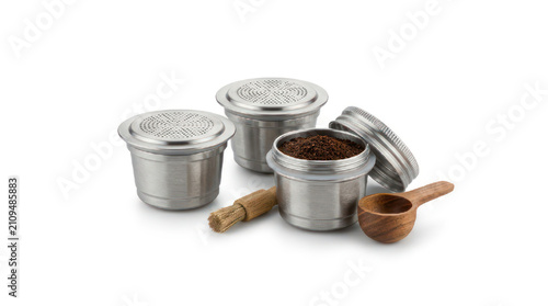 Reusable Stainless Steel Coffee Pods and Scoop.