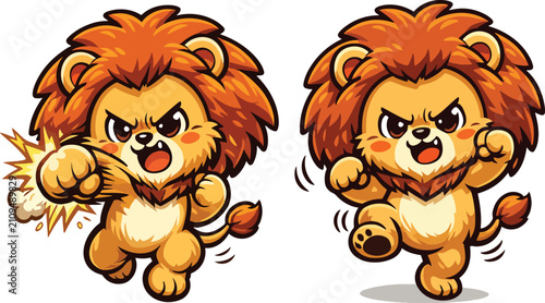 Cute Cartoon Lion Head Mascot Character Vector Illustration with Smiling Wild Animal Face Funny Safari Jungle Leo Icon Design