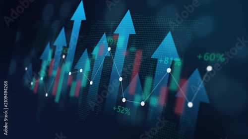 Arrow up trend chart stock exchange asset, diagram investment capital gain world money economic growth, financial graph chart, market report