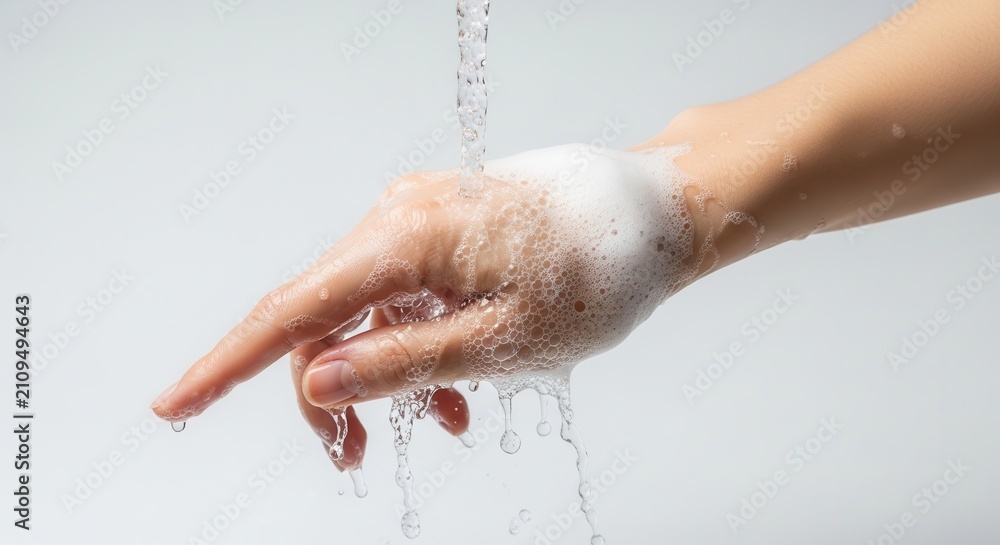 Fototapeta premium Washing hand with soap and water.