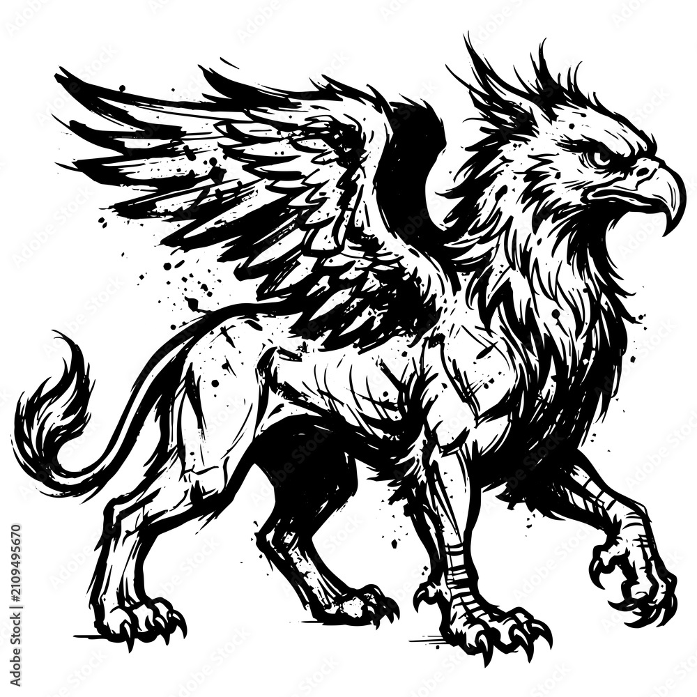 Obraz premium bird, tattoo, eagle, animal, black, symbol, illustration, vector, horse, wild, animals, logo, drawing, art, head, design, wing, tribal, fly, cartoon, pegasus, feather, nature, wings, raven